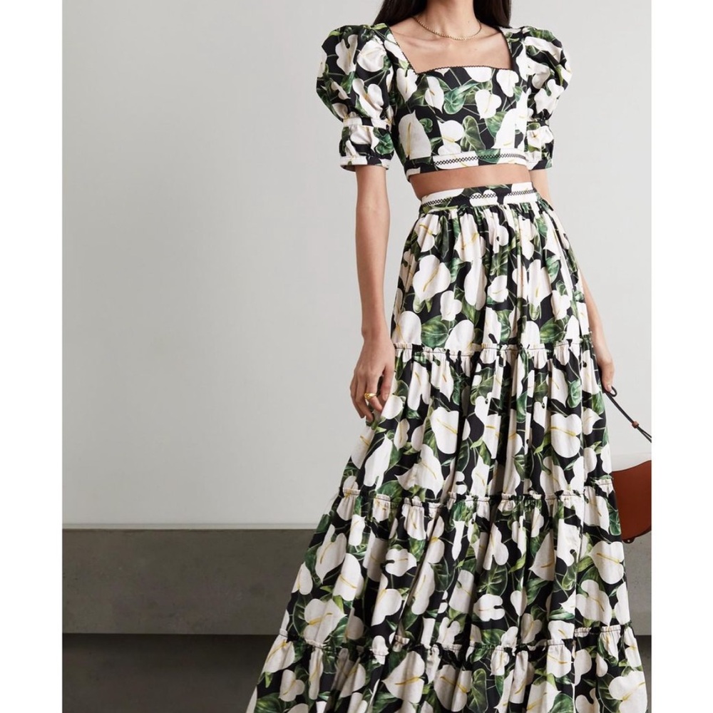 Agua by Agua Bendita matching floral top and maxi skirt set